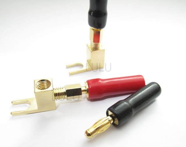 8x Spade to Banana Adaptor Plug Cable Connector Audio + Gift 20x RCA