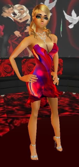 red swirl dress