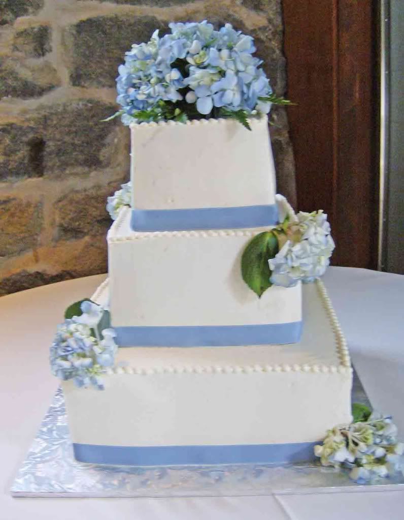 brown and blue wedding cakes