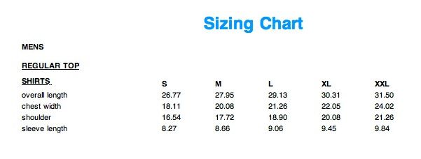 bape shirt size chart