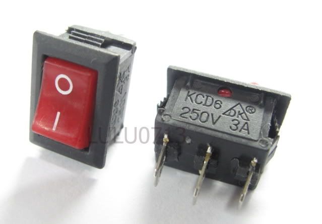 6x OFF/On Miniature Rocker Switch 12V Red Car Model 3P  