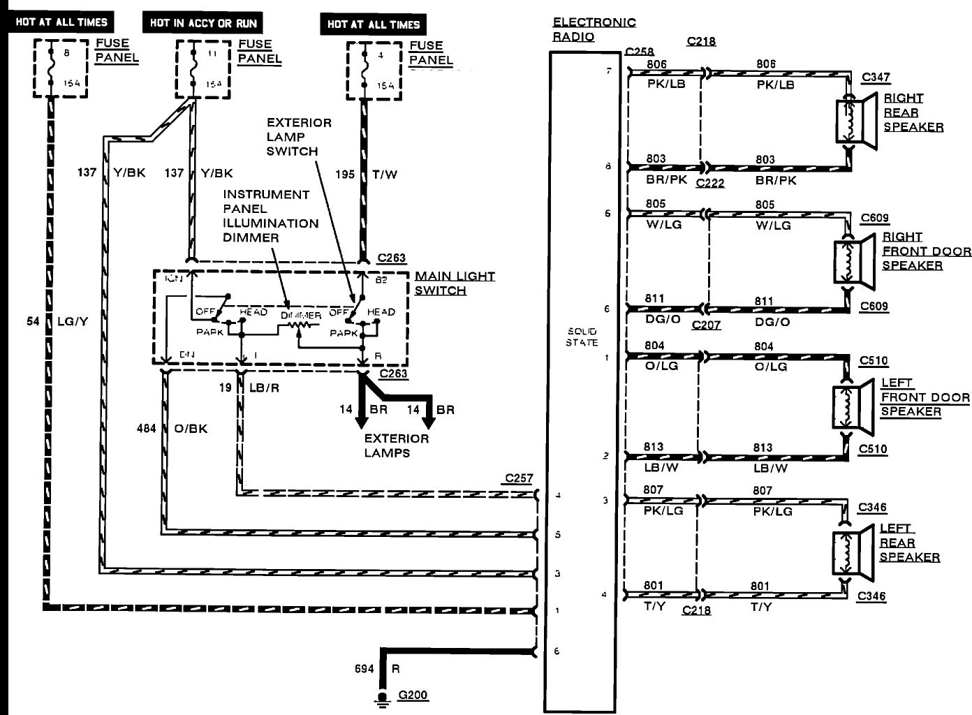 Radio wiring diagram 92 ford tempo #3
