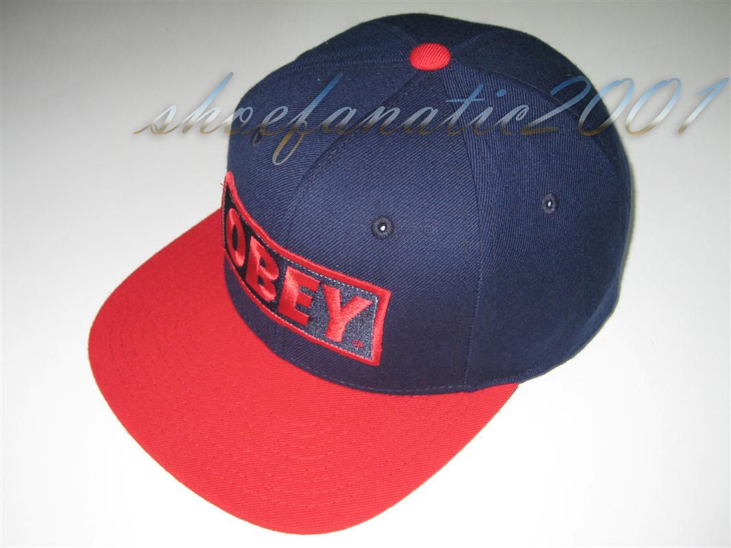 Obey Propaganda Box Logo Shepard Fairy Snap Back Blue Red KAWS Supreme 