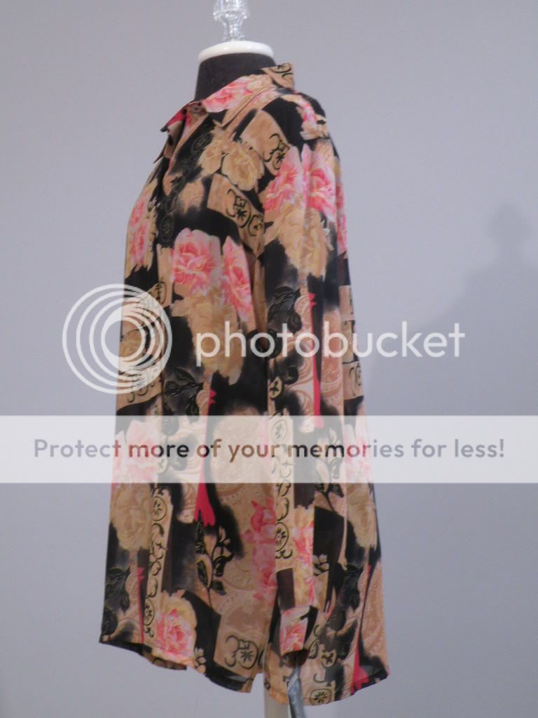 vtg 70s 80s Morgan Cole sheer silk Asian blouse L NWT  